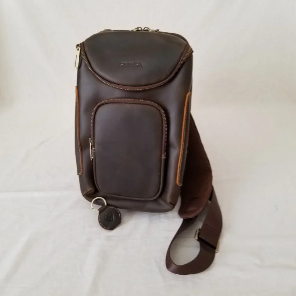 NEW! Star Vista Cowhide Leather Shoulder/Crossbody Bag with Metal Zippers/Hdwr